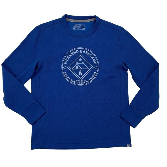 Eddie Bauer Mens Thermal Shirt Medium Blue Long Sleeve Top - Picture 1 of 6